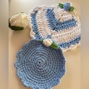 Aesthetic Blue & White Crochet Potholders